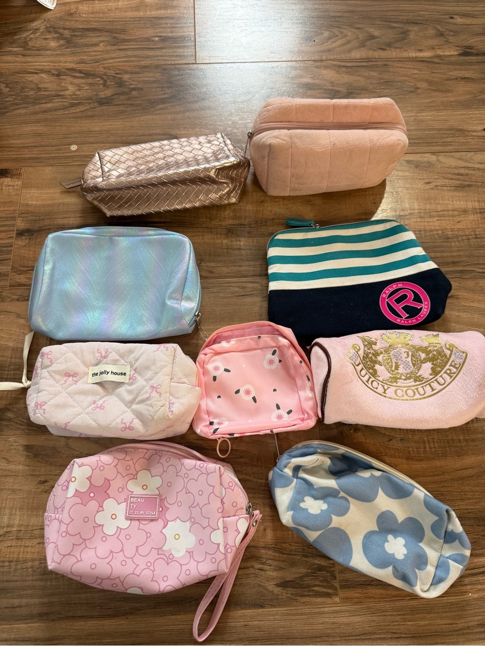 Juicy Couture Pink Quilted Logo Cosmetic Pouch